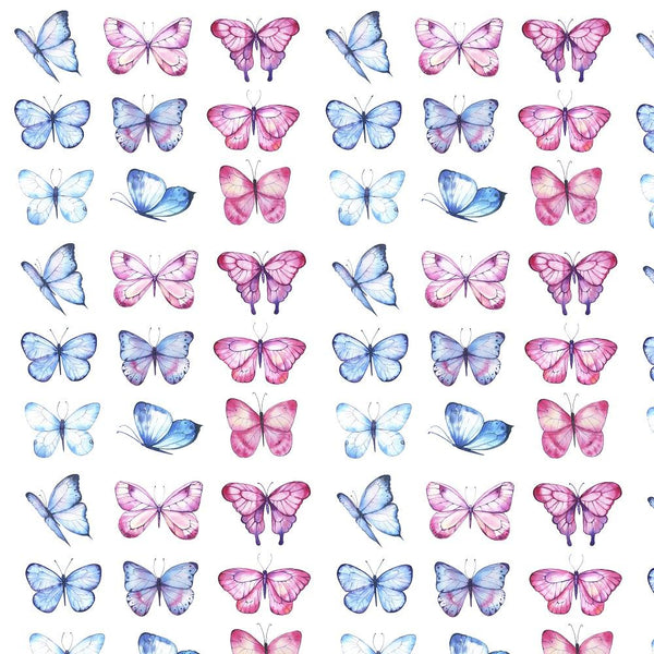 Pink & Blue Butterflies Allover Fabric - ineedfabric.com