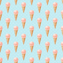 Pink Cones on Blue Polka Dot Fabric - ineedfabric.com