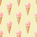 Pink Cones on Yellow Polka Dot Fabric - ineedfabric.com