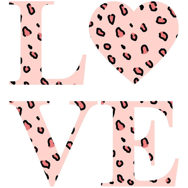 Pink Leopard Print Love Letters Fabric Panel - ineedfabric.com