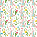 Pink Paisley Bunnies & Flowers Fabric Variation 1 - ineedfabric.com