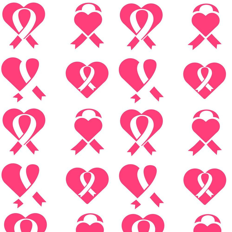 Pink Ribbon Hearts Fabric - ineedfabric.com