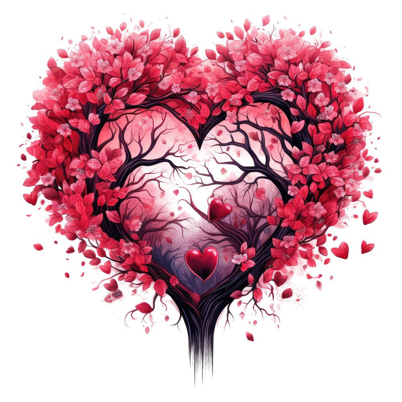 Legacy Creations Pink Valentine Heart Tree 11 Fabric Panel White Canvas / 4.5 Inches by 4.5 Inches