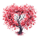 Pink Valentine Heart Tree 13 Fabric Panel - ineedfabric.com