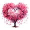 Pink Valentine Heart Tree 6 Fabric Panel - ineedfabric.com