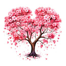 Pink Valentine Heart Tree 7 Fabric Panel - ineedfabric.com