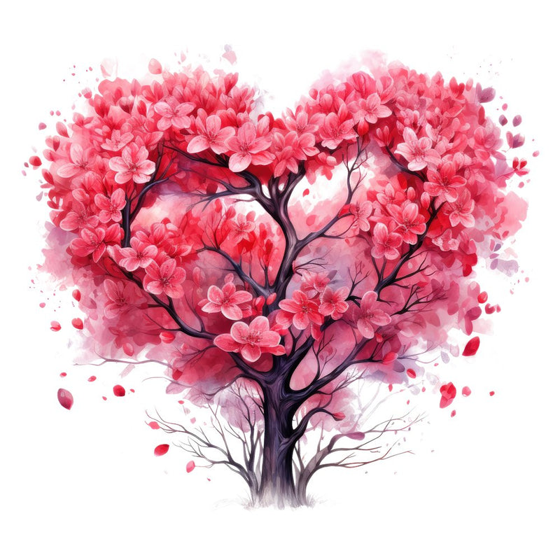 Pink Valentine Heart Tree 8 Fabric Panel - ineedfabric.com