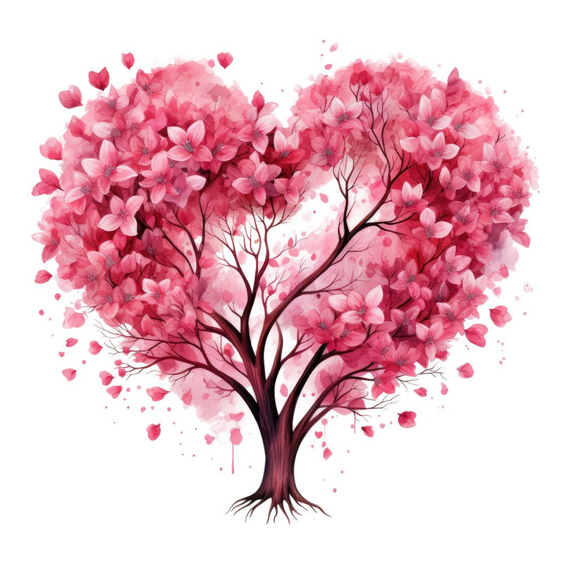 Pink Valentine Heart Tree 9 Fabric Panel - ineedfabric.com