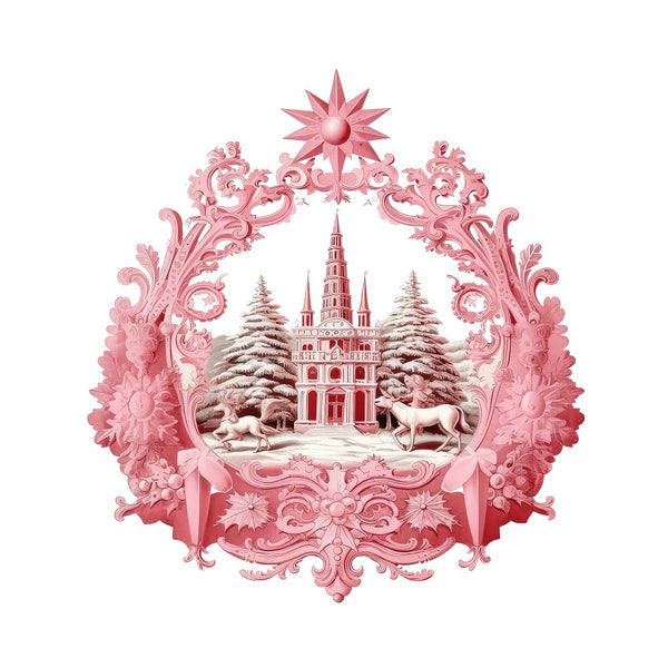 Pink Vintage Mansion Fabric Panel - ineedfabric.com