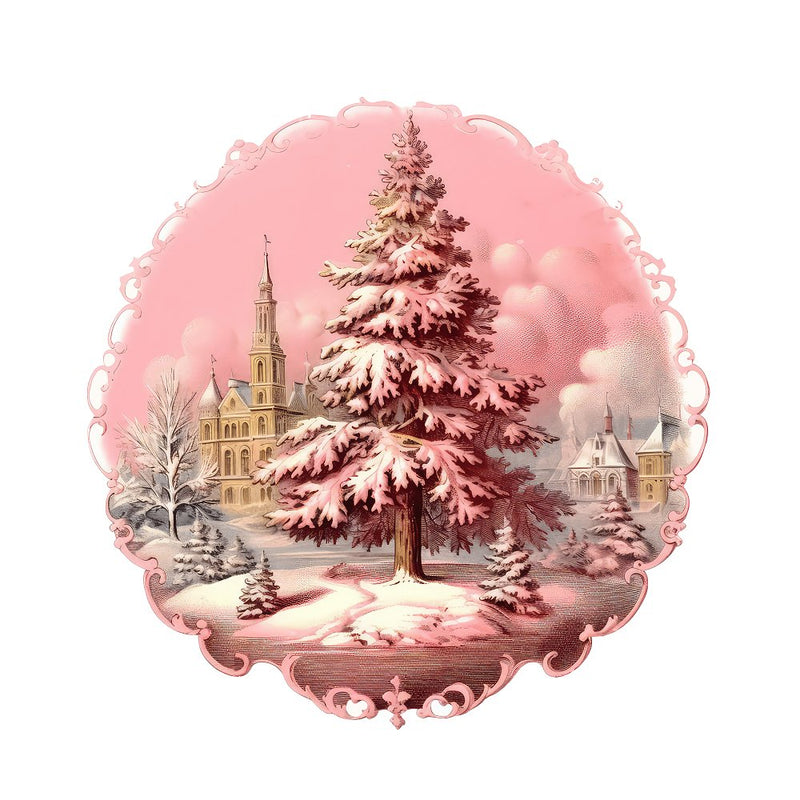 Pink Vintage Tree Fabric Panel - ineedfabric.com