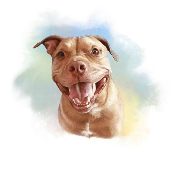 Pit Bull Terrier Portrait Fabric Panel - Multi - ineedfabric.com