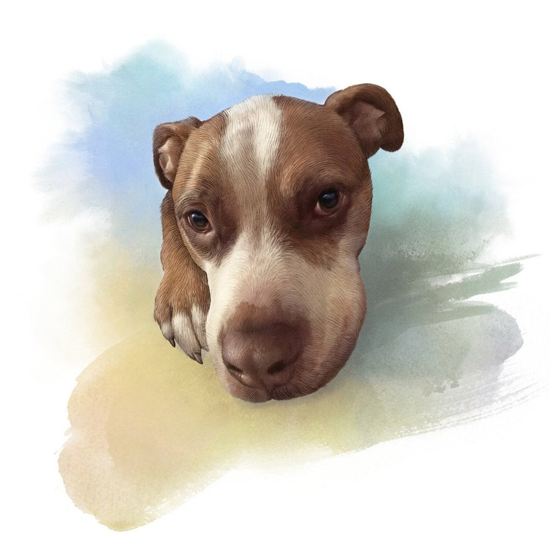 Pit Bull Terrier Puppy Portrait Fabric Panel - ineedfabric.com
