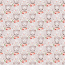 Playful Cat with Flowers Fabric Panel - Grey - ineedfabric.com