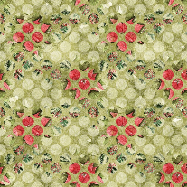 Poinsettia Dots Fabric - Green - ineedfabric.com