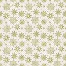 Poinsettia Snowflakes on Dots Fabric - Green - ineedfabric.com