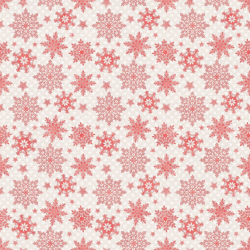 Poinsettia Snowflakes on Dots Fabric - Red - ineedfabric.com