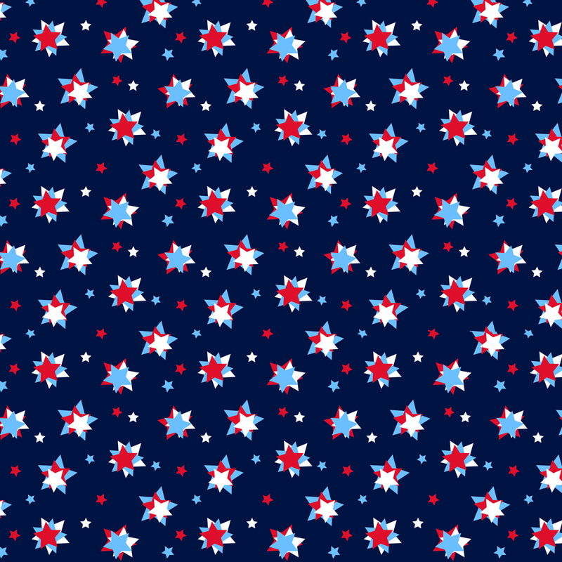 Popping Patriotic Stars Fabric - Blue - ineedfabric.com