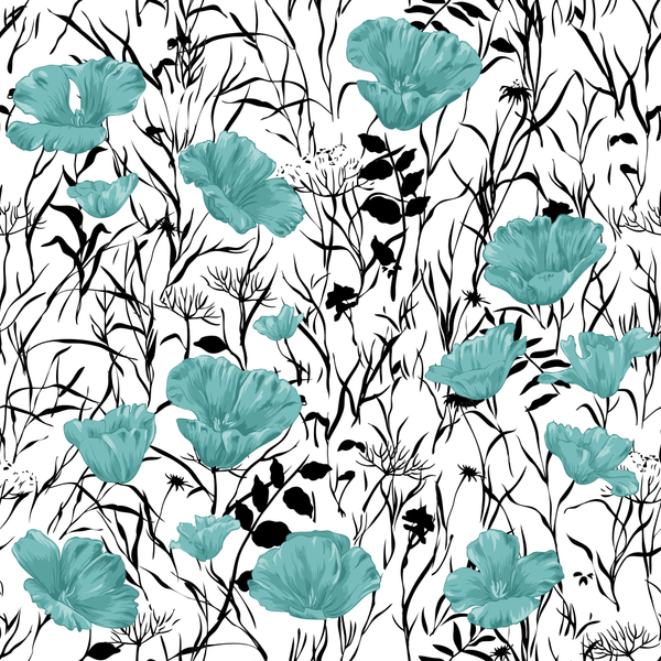 Poppy Fields Fabric - Cornflower - ineedfabric.com