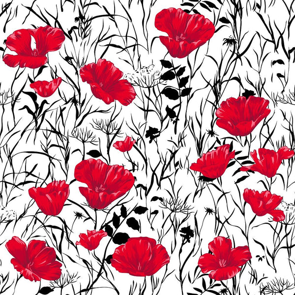 Poppy Fields Fabric - Red - ineedfabric.com