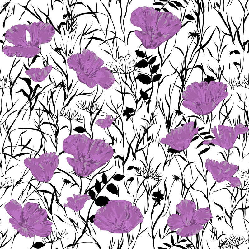 Poppy Fields Fabric - Soft Purple - ineedfabric.com