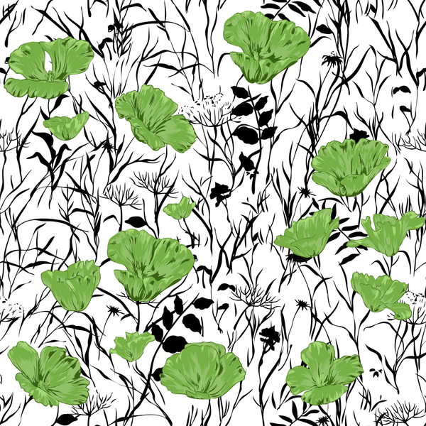 Poppy Fields Fabric - Spring Green - ineedfabric.com