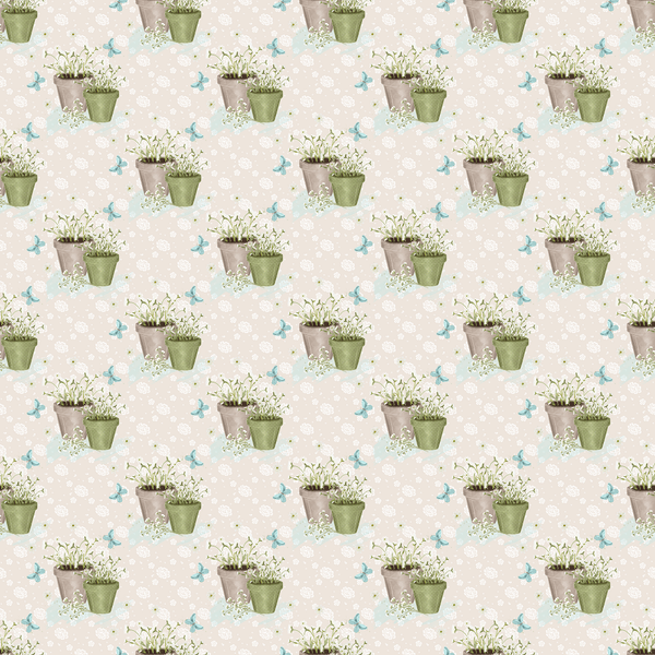 Potted Daisies Fabric - Tan - ineedfabric.com