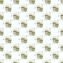 Potted Daisies Fabric - White - ineedfabric.com