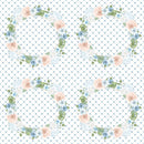 Powder Blue Wreaths on Hearts Fabric - ineedfabric.com