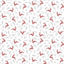 Prancing Reindeer Fabric - White - ineedfabric.com