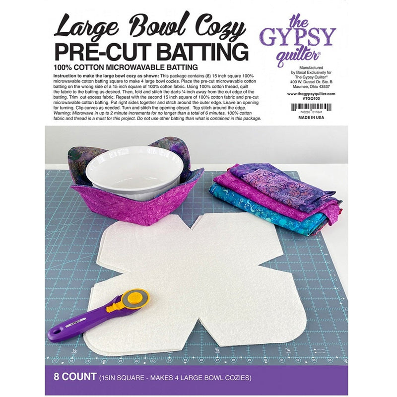 Pre-Cut Batting Large Bowl Cozy - 8 Piece - ineedfabric.com