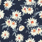 Pretty Daisy Floral Fabric - Blue - ineedfabric.com