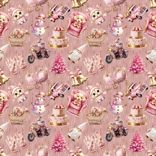 Pretty In Pink Christmas Fabric - ineedfabric.com