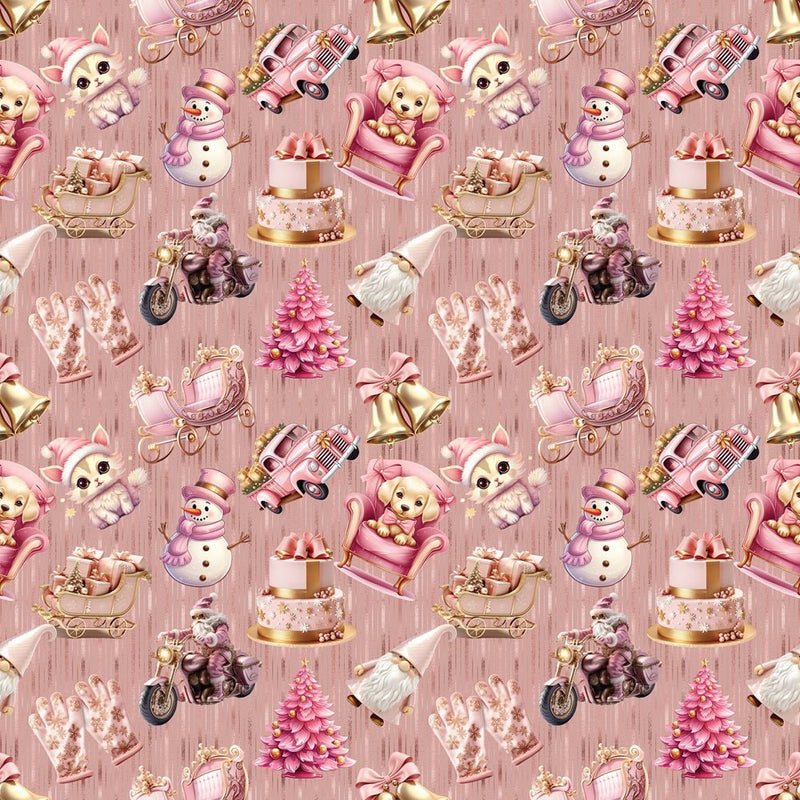 Pretty In Pink Christmas Fabric - ineedfabric.com