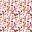 Pretty In Pink Puppy Fabric - ineedfabric.com