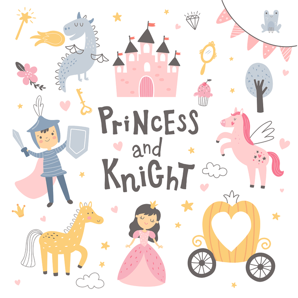 Princess & Knight Scene Fabric Panel - ineedfabric.com