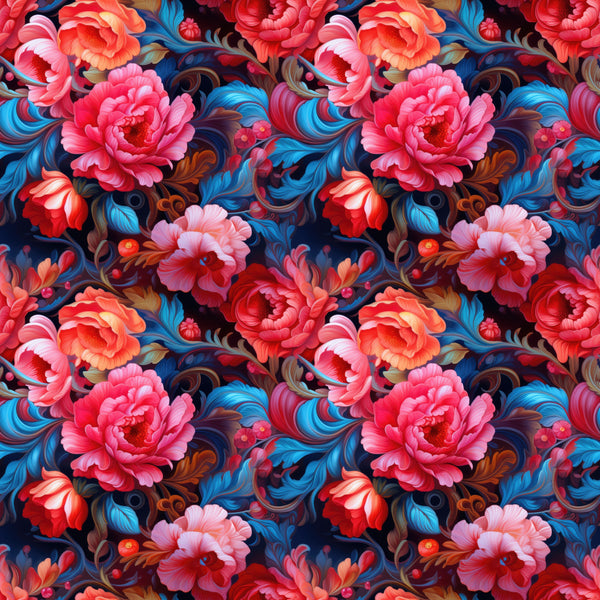 Psychedelic Roses Fabric - ineedfabric.com