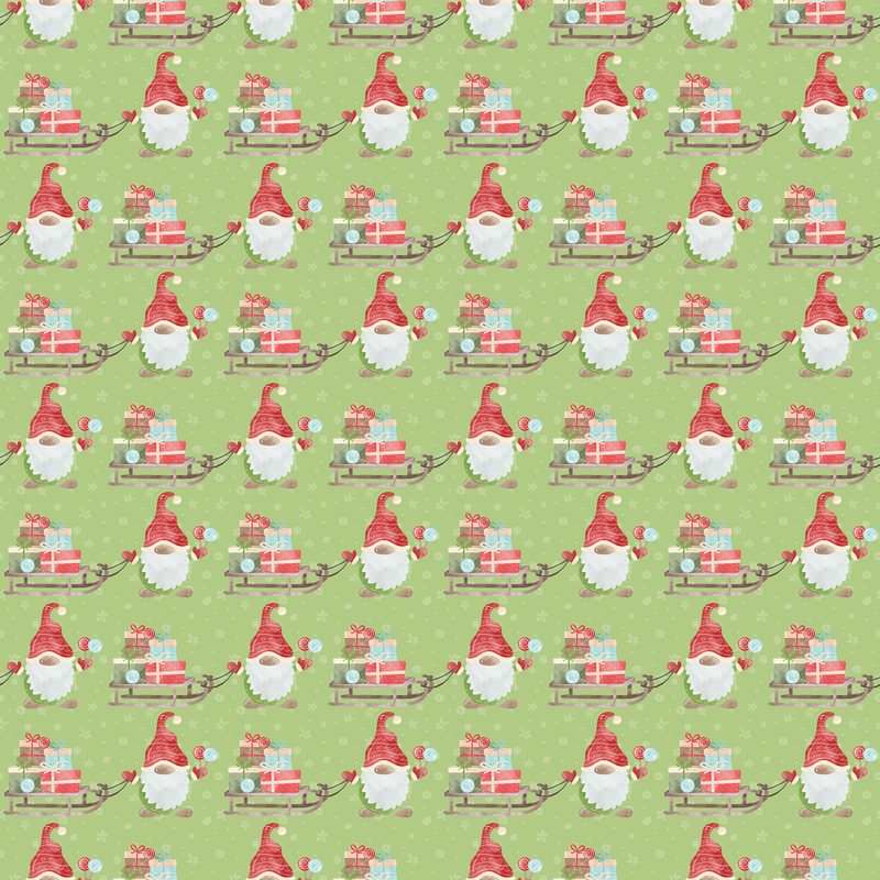 Pulling The Christmas Sleigh Fabric - Green - ineedfabric.com