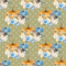 Pumpkin & Birds Triangle Fabric - Green - ineedfabric.com