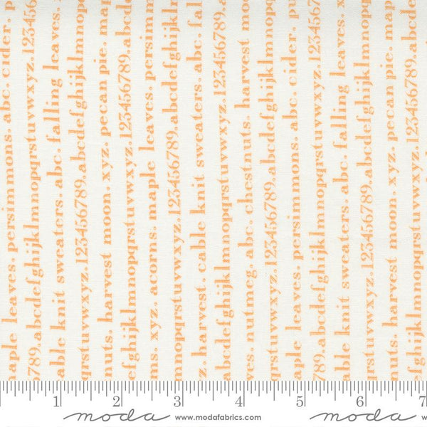 Pumpkin Blossoms Text Fabric - Vanilla Pumpkin - ineedfabric.com