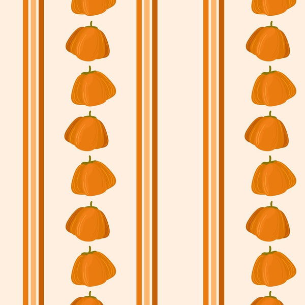 Pumpkin Border Stripe Fabric - Tan - ineedfabric.com