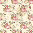 Pumpkin Paradise on Diagonal Stripes Fabric - Tan - ineedfabric.com