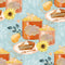 Pumpkin Pie Sugar and Flour Fabric - Blue - ineedfabric.com