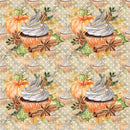 Pumpkin Spice Latte Cupcake on Fade Fabric - ineedfabric.com