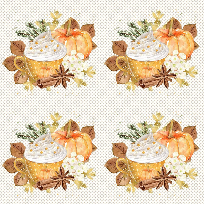 Pumpkin Spice Latte Cupcake on Tiny Dots Fabric - ineedfabric.com