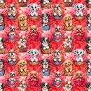 Pups In Heart Filled Baskets Fabric - ineedfabric.com