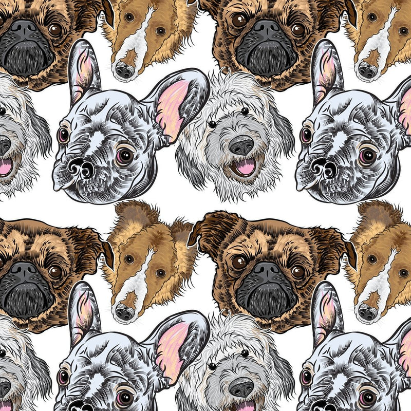 Purebred Dog Portrait Fabric - Variation 1 - ineedfabric.com