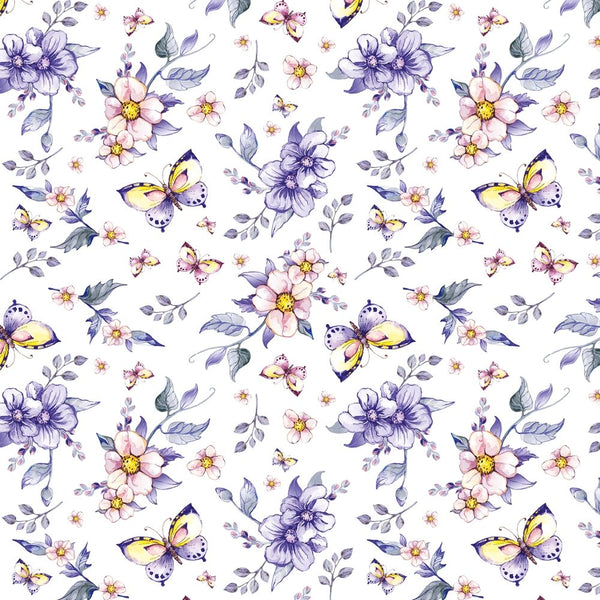 Purple Butterflies & Florals Fabric - ineedfabric.com