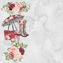 Rain Romance Elements on Dots Fabric - Gray - ineedfabric.com