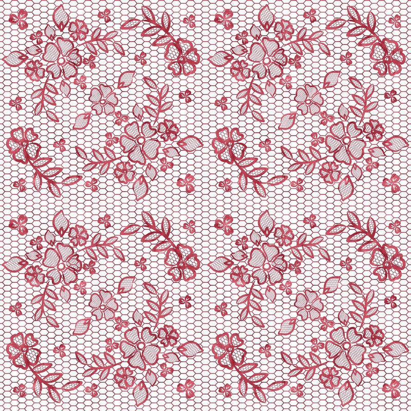 Rain Romance Lacey Floral Fabric - Burgundy - ineedfabric.com
