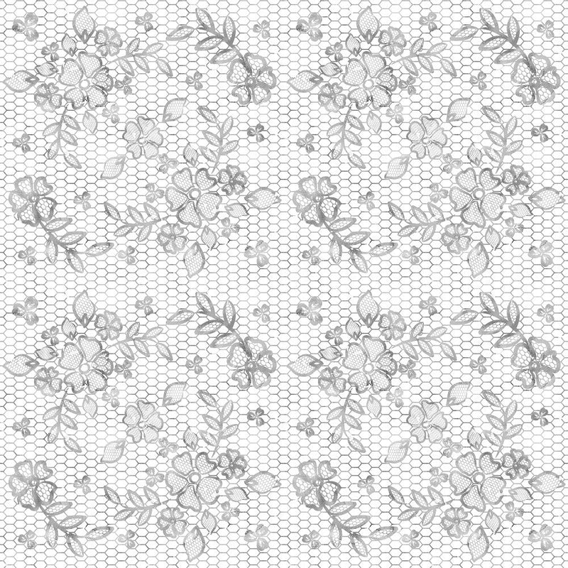 Rain Romance Lacey Floral Fabric - Gray - ineedfabric.com